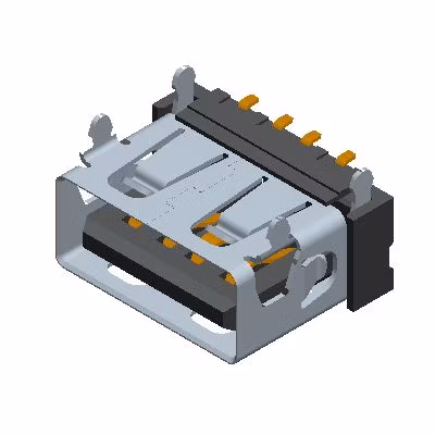 Conector de solda mini USB ligado